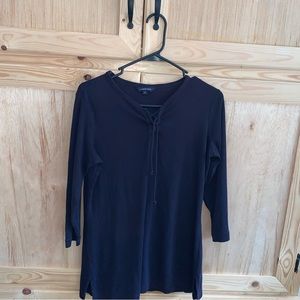 Land’s End navy blue longline crisscross shirt size S 6-8